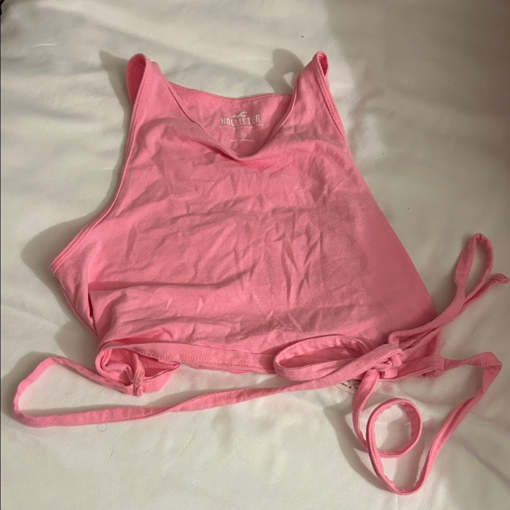 Hollister Vibrant Pink Tie Crop Top
